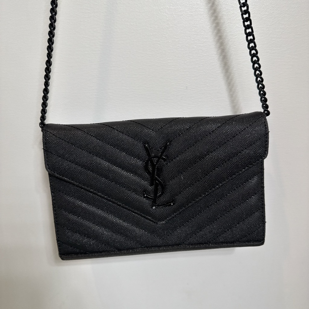 Black authentic YSL clutch purse